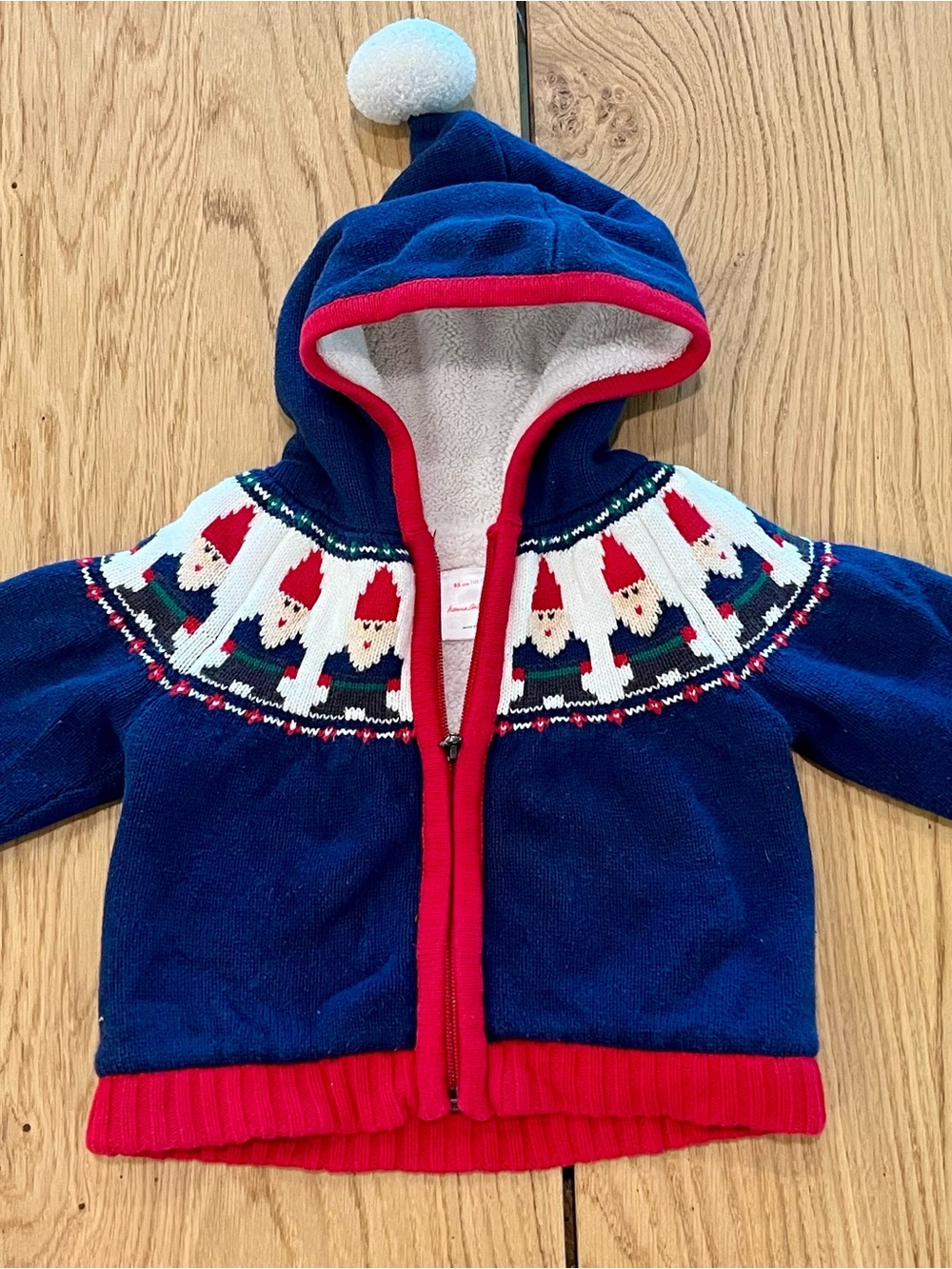 Hanna Andersson Gnome Winter Knit Fleece Hooded Jacket Sweatshirt
